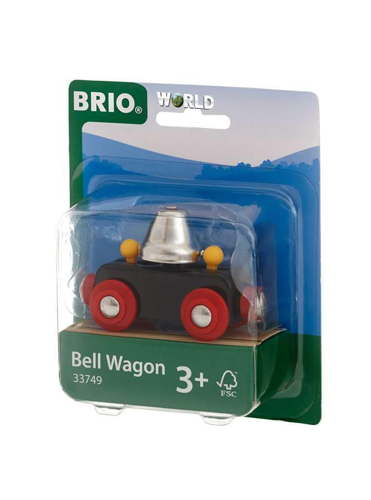 BRIO Bell Wagon rolling action boosts fine motor skills during play.