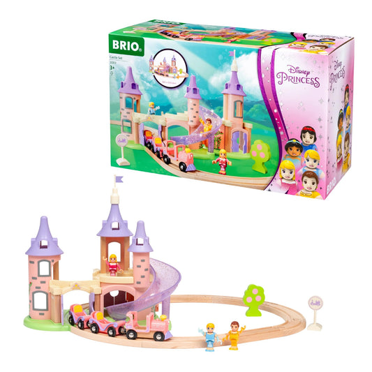 BRIO Disney Princess Castle Set, assembly view showing durable, sustainable wooden toy for ages 3+