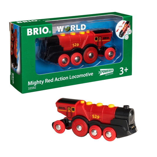 BRIO Mighty Red Action Locomotive front lights enhance play and storytelling.