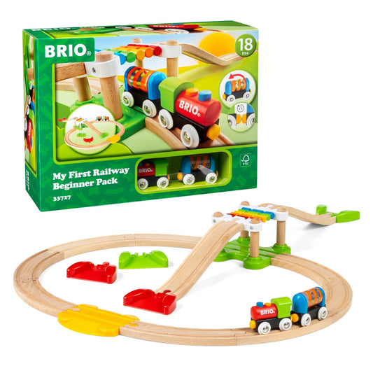 BRIO My First Railway Beginner Pack assembly showing easy-to-connect pieces for open-ended play