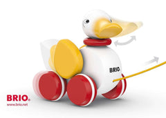 BRIO pull-along duck beech wood construction for durable, eco-friendly play