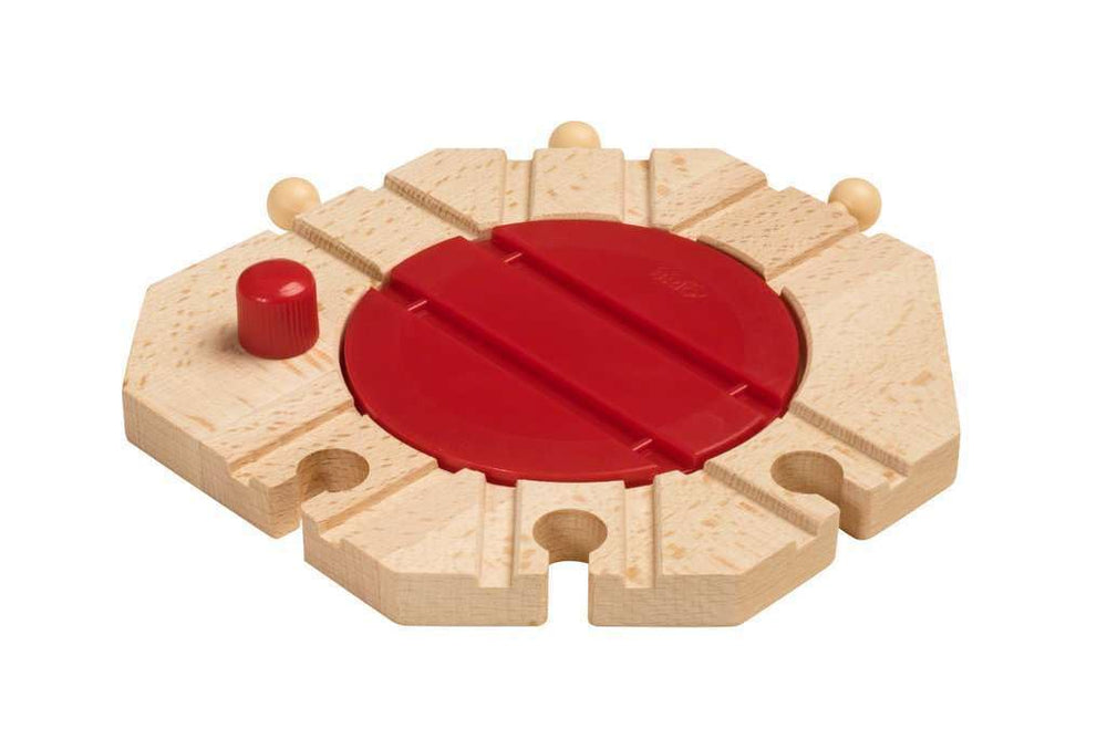 BRIO World 33361 mechanical turntable side view showing rotating track for imaginative play