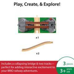 BRIO World Collapsing Bridge wood texture up-close showcases natural finish