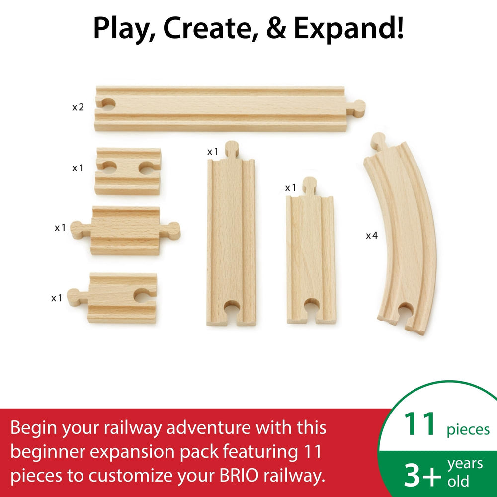 BRIO World Expansion Beginner wooden tracks assemble easily to expand a child's railway