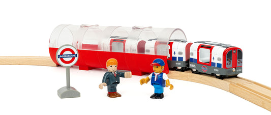 BRIO World London Underground train with lights for immersive play journeys.