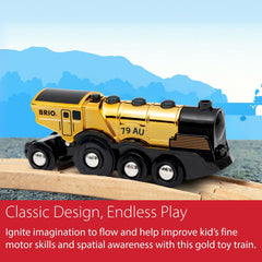 BRIO locomotive compatible with all BRIO wooden track sets for expansion