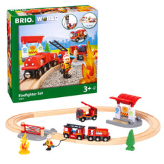 BRIO World Rescue Firefighter engine with lights boosts imaginative play on wooden tracks