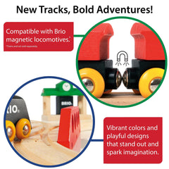 BRIO World wooden railway connectors for easy, secure connections.