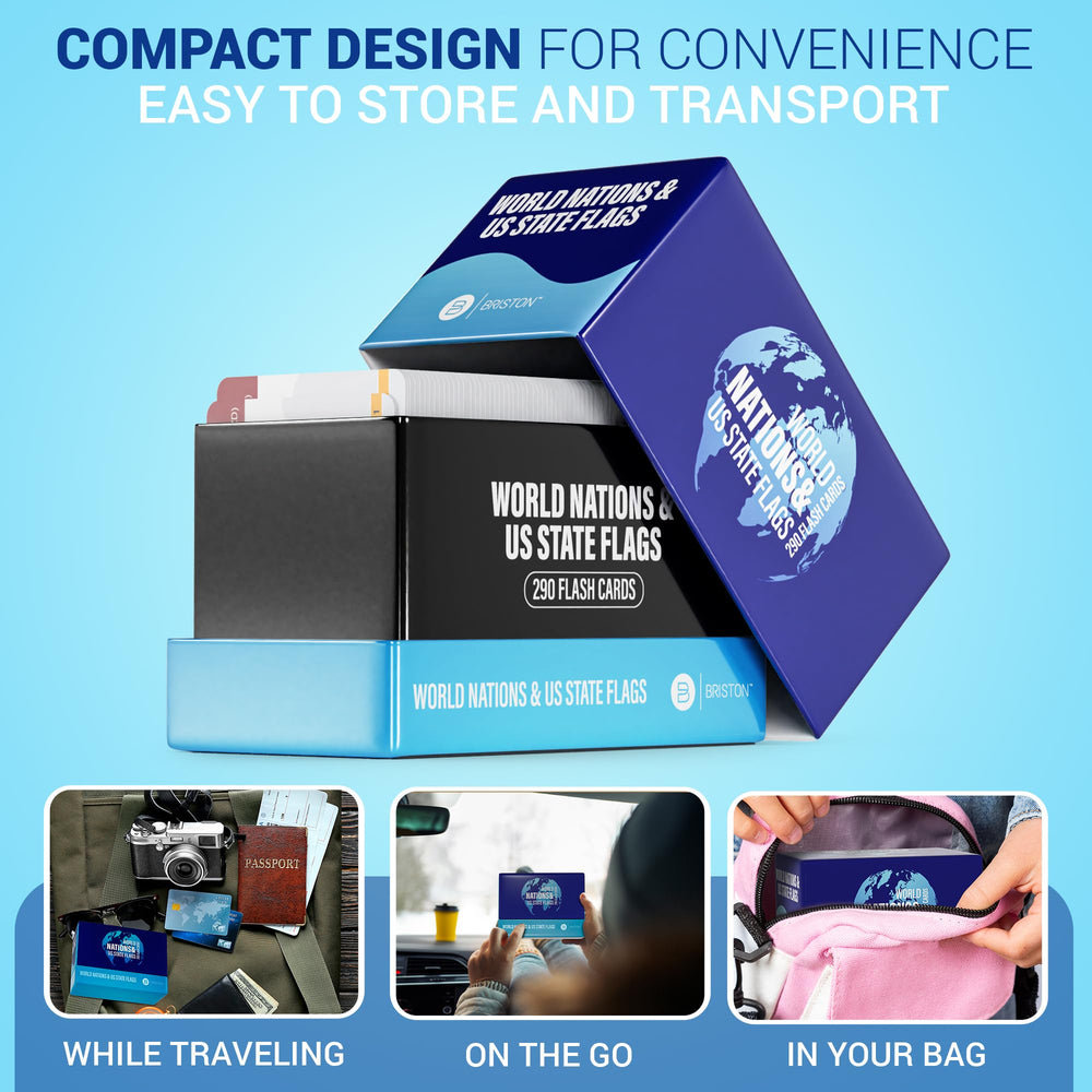 Briston capitals and continents overview on a single study card.