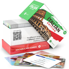 Briston Italian flash cards illustrate animals and terms to boost everyday conversation.