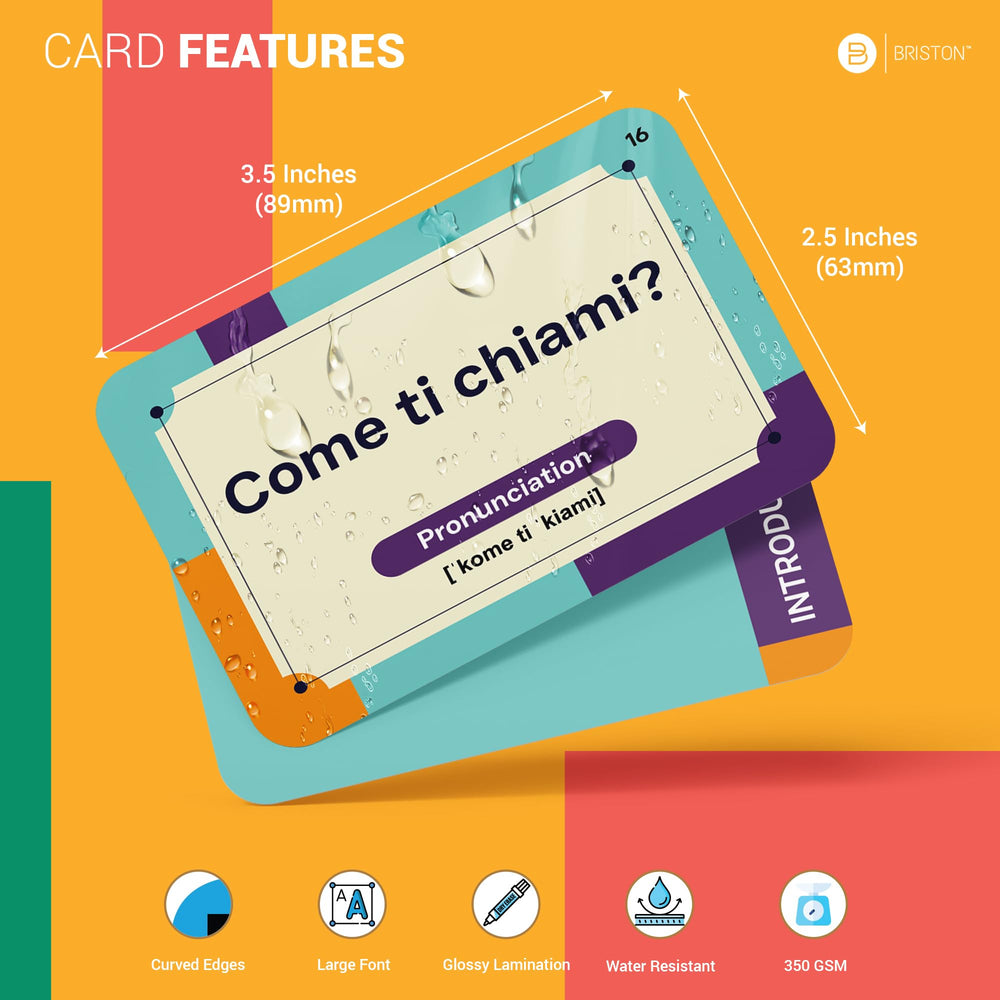 Briston Italian flash cards audio-QR, hear native pronunciation to boost fluency.