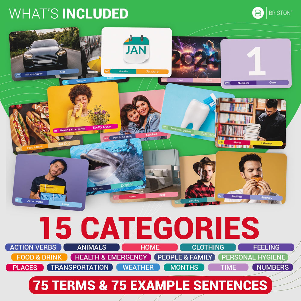 Briston Italian flash cards guide travel phrases for quick on-the-go reference.