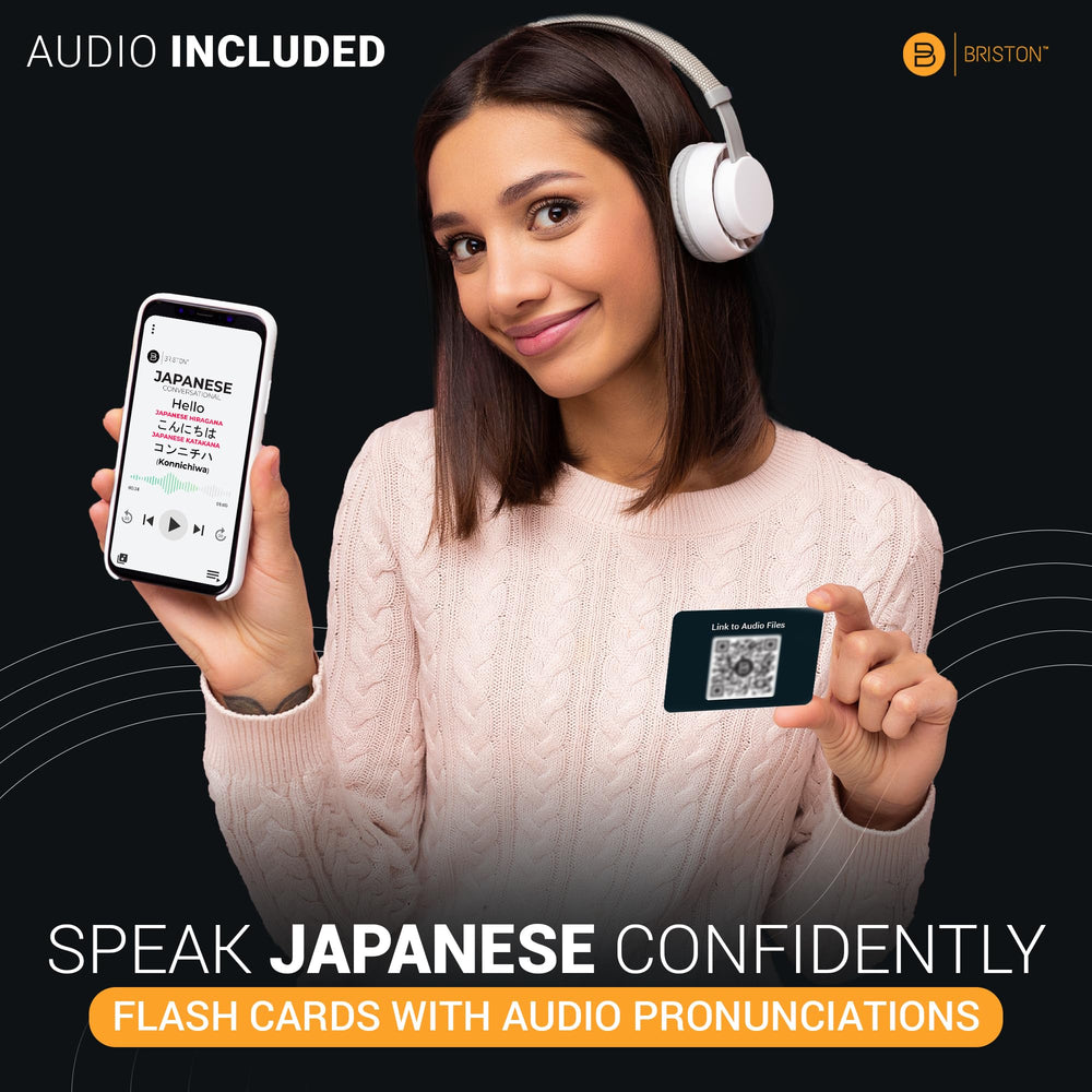 Briston Japanese phrase flash cards on durable stock—long-lasting study material.