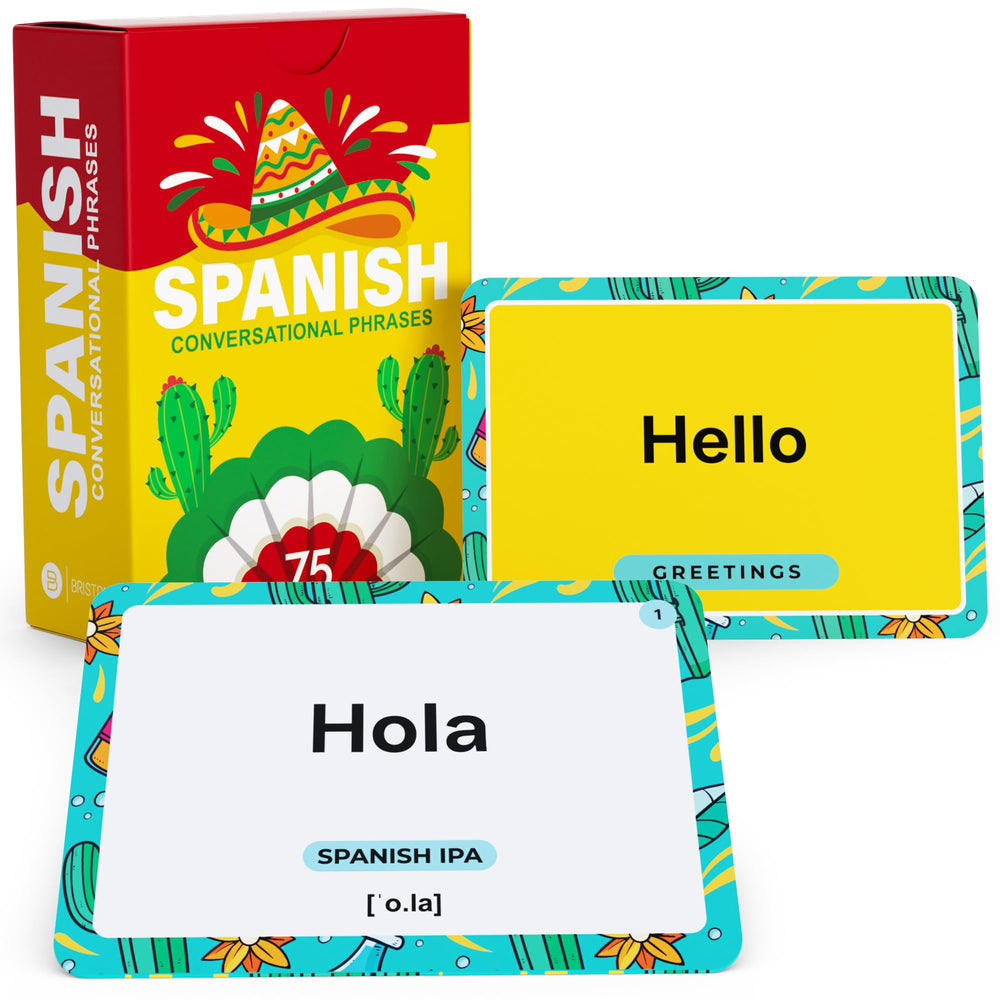 Briston Spanish flash cards cover: glossy, durable, portable for on-the-go study