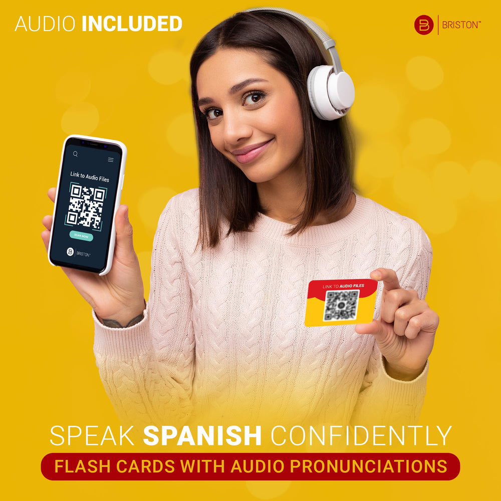 Briston Spanish flash cards feature rounded corners and sturdy stock