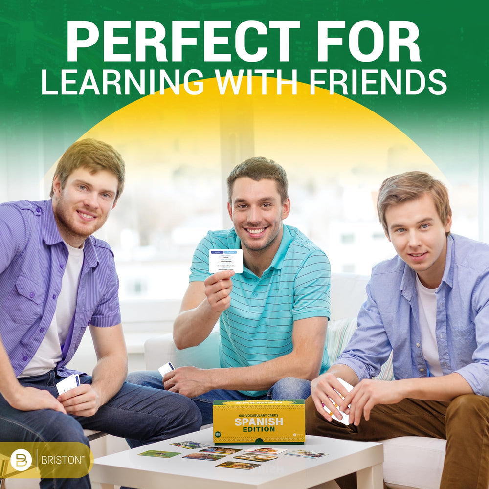 Briston Spanish flash cards color-coded design aids memorization
