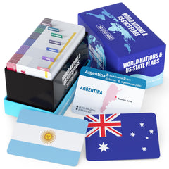 Briston World Nations flash cards feature flags and capitals for quick review.
