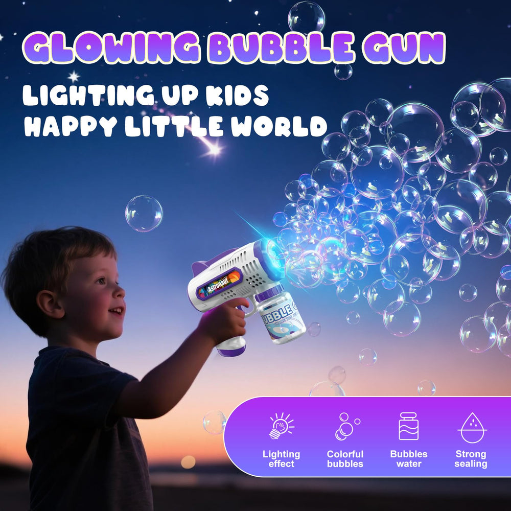 Britik children outdoor backyard play with bubble guns.