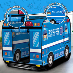 Britik Police Car Play Tent roomy interior supports group pretend play