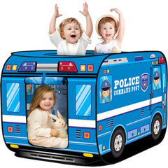 Britik Police Car Play Tent unfolded setup for quick imaginative indoor play