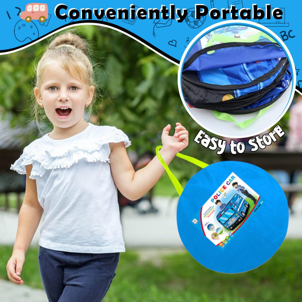 Britik Police Car Play Tent Velcro door enables safe quick access
