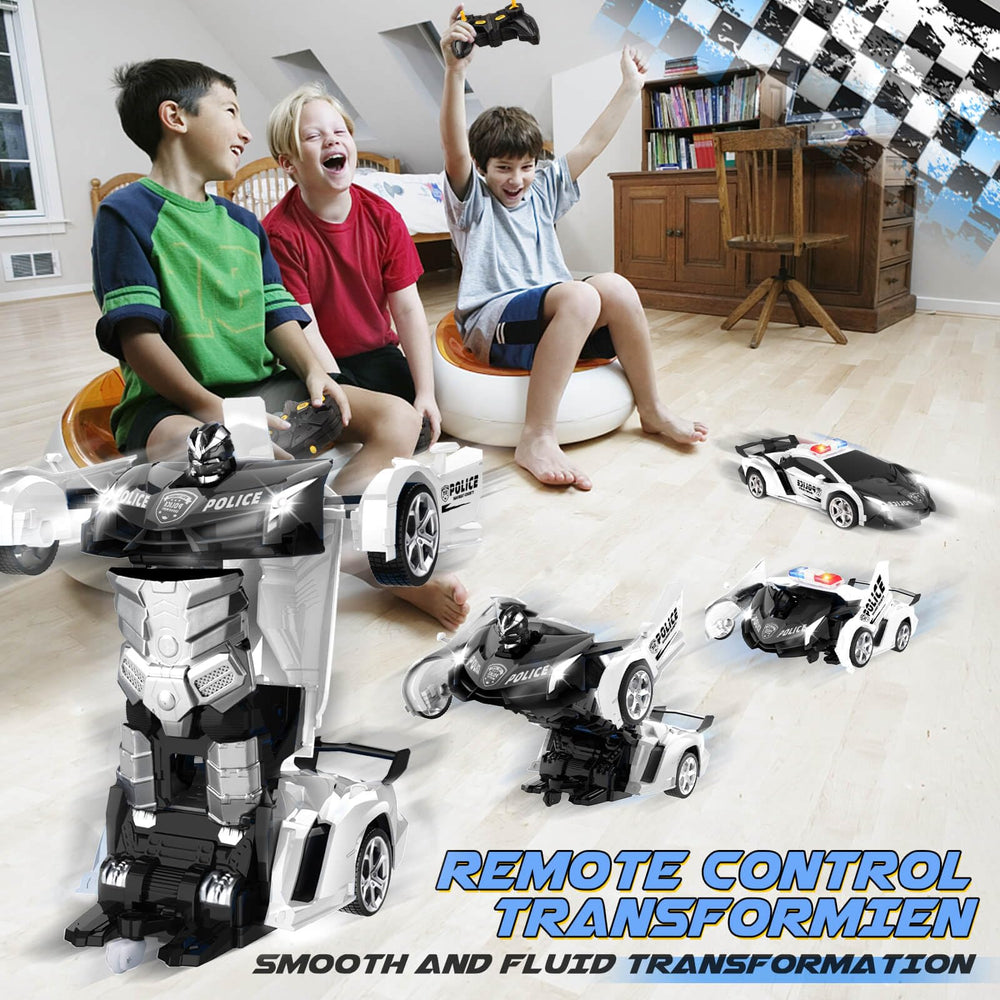 Britik Transform RC car side view highlighting drift wheels for precise turns.