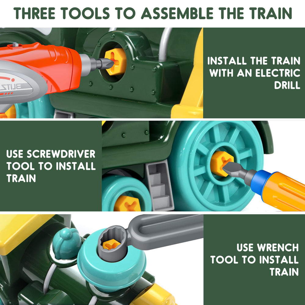 Brixlytoys electric screwdriver train parts—creative disassembly and reassembly play.