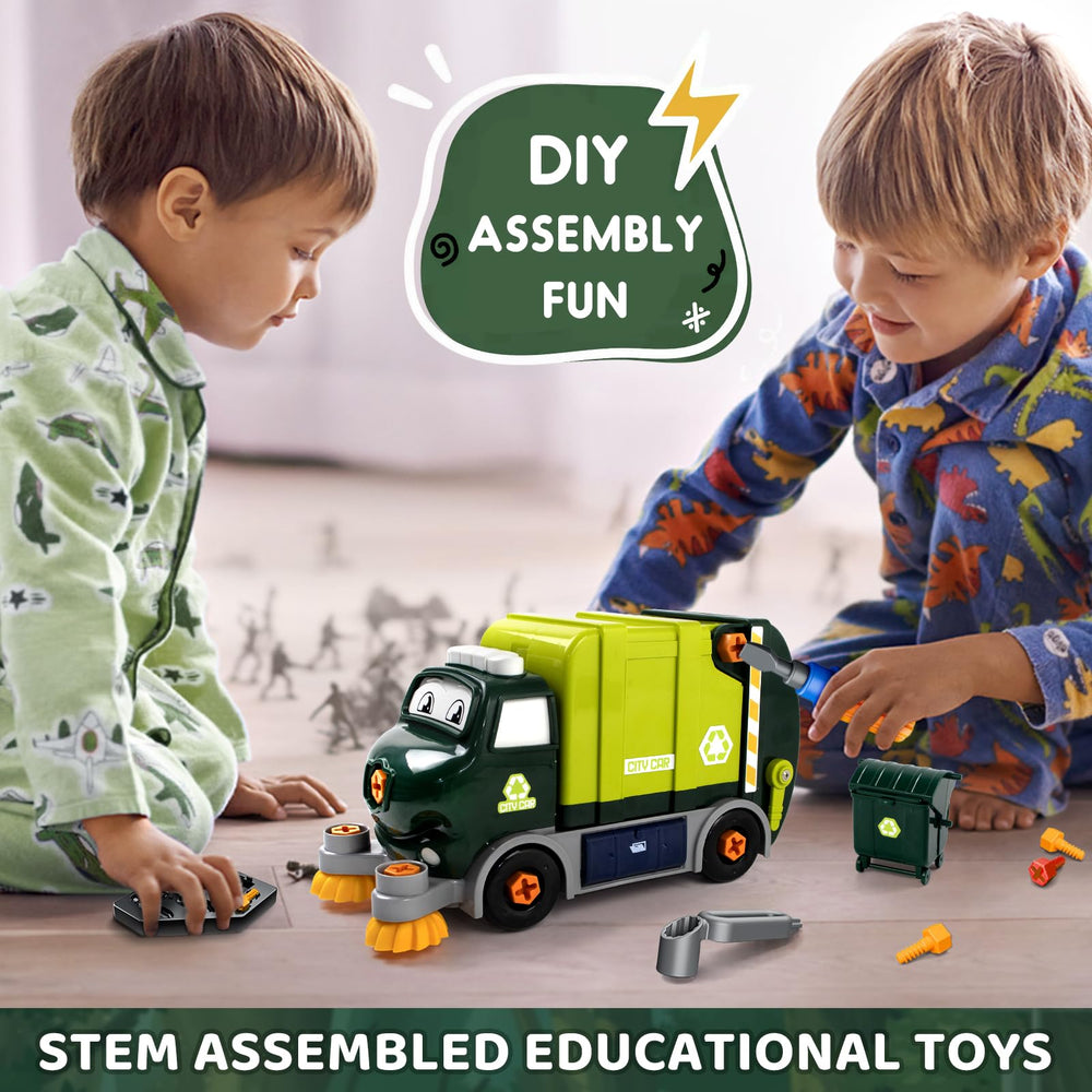 Brixlytoys trash truck parts disassembly showcasing modular play