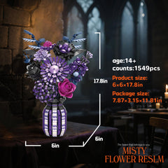 BrixVibe Flowers Building Set dark botanicals — stylish addition for cyberpunk rooms.
