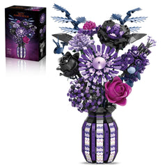 BrixVibe Flowers Building Set neon bouquet — bold desk centerpiece for creative spaces.