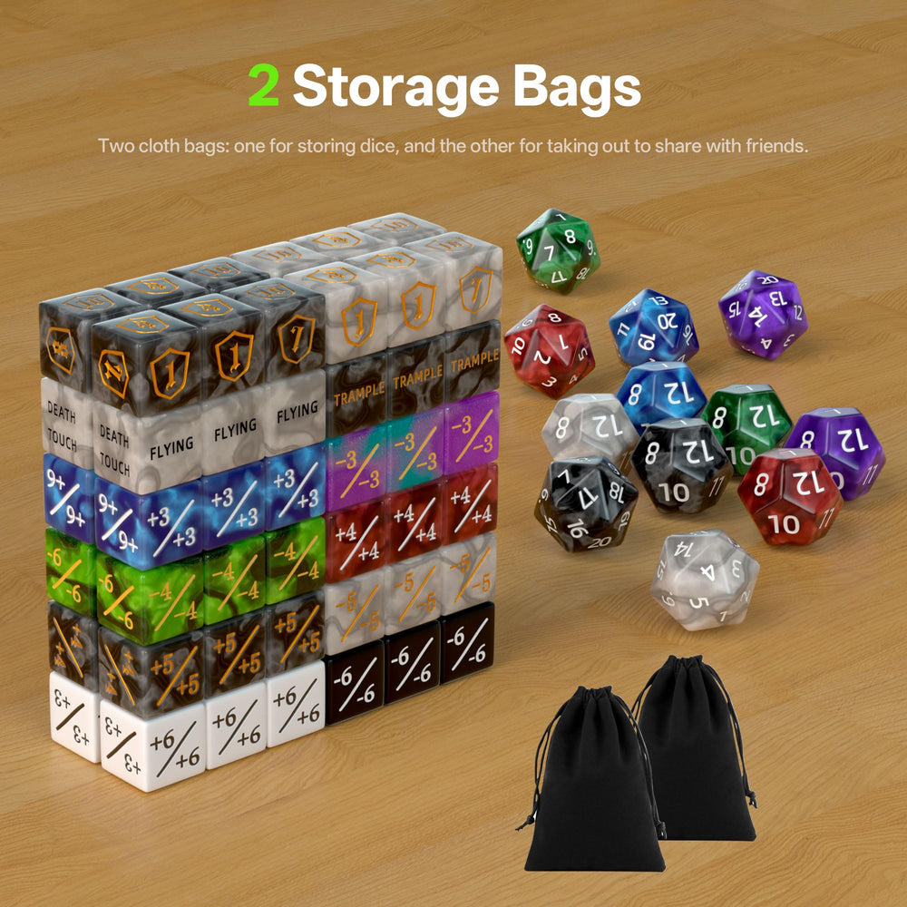 Brizago six D12 dice for varied damage and outcomes in play