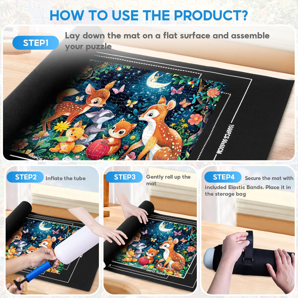 Brmoka puzzle mat with storage bag and pump for easy transport.