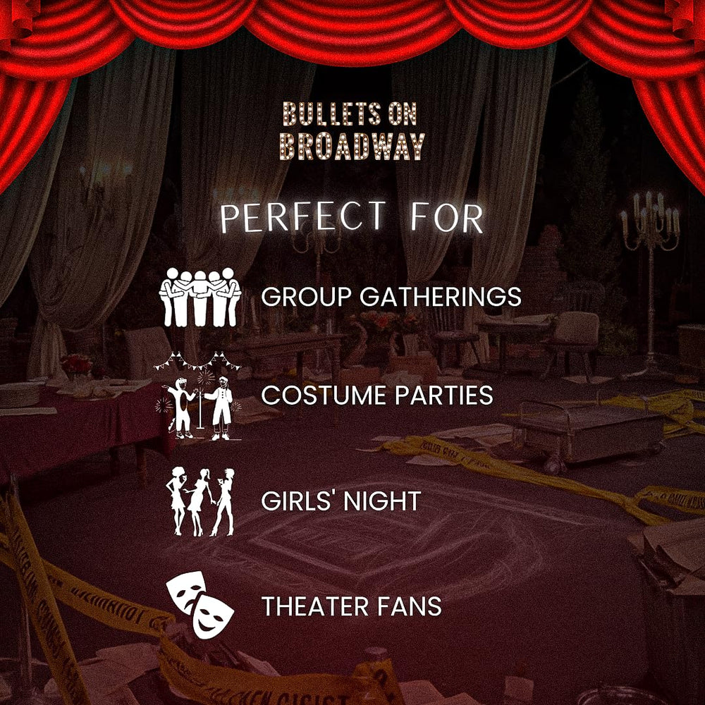 Broadway Murder Mysteries character scripts with flexible roles for 4-20 players