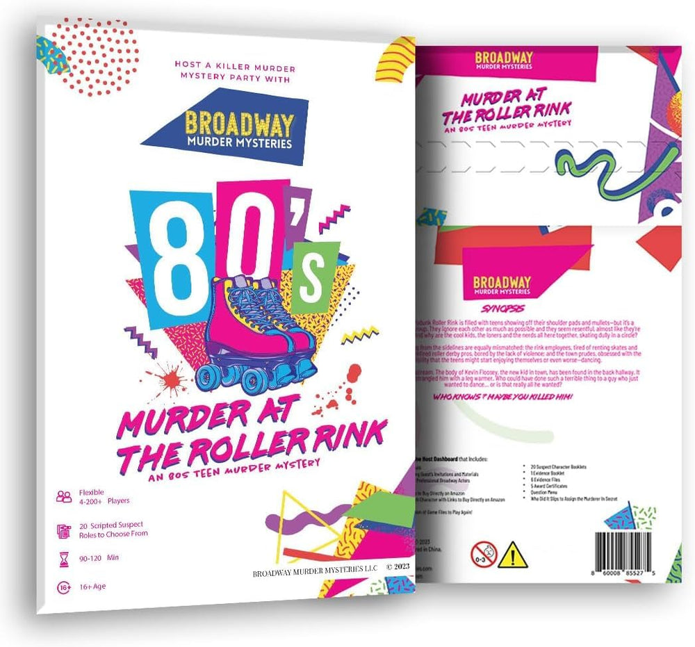Broadway Murder Mysteries roller rink mystery scene boosts retro mood for immersive parties.