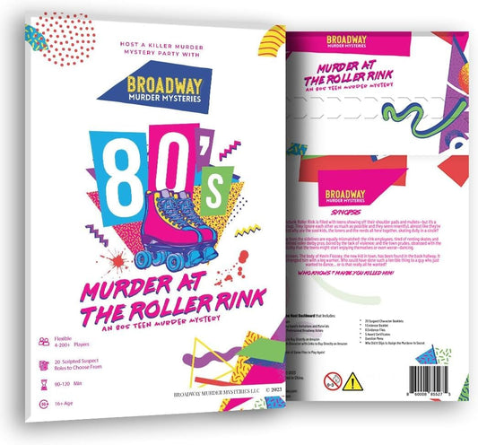Broadway Murder Mysteries roller rink mystery scene boosts retro mood for immersive parties.