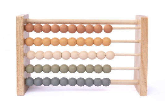 Brooklyn Neutral Boho Abacus in natural wood for STEM learning and nursery decor.