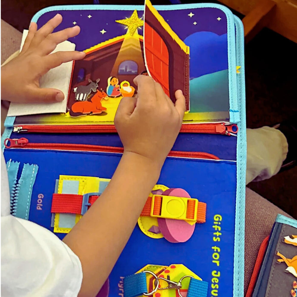 Brother Francis Nativity Busy Book angels figures for reverent playtime