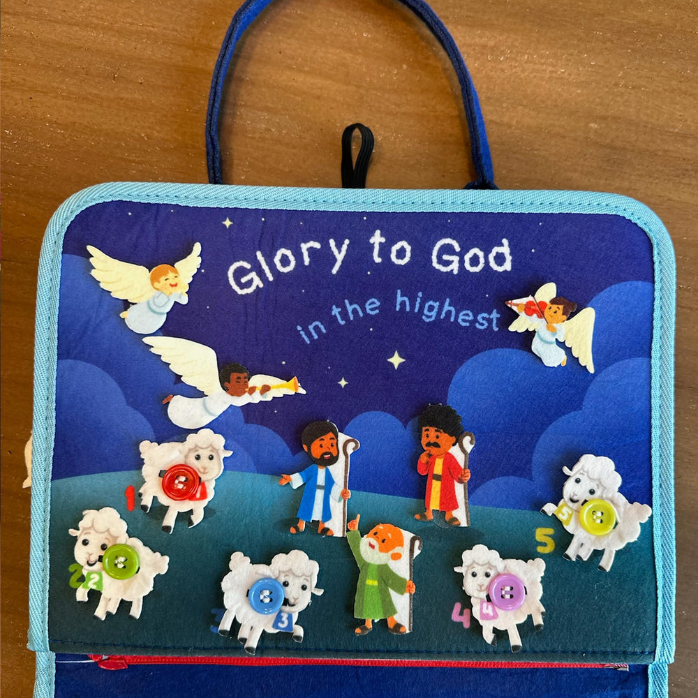 Brother Francis Nativity Busy Book compact size with carry handle for travel