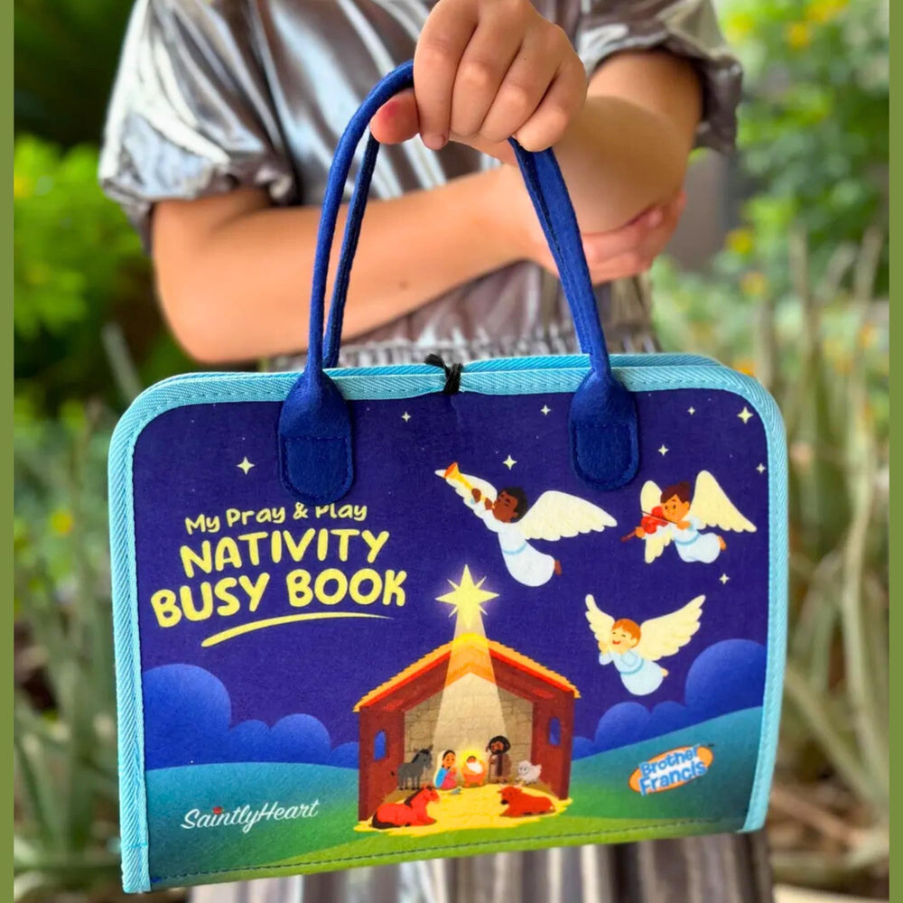 Brother Francis Nativity Busy Book zippers and snaps support fine motor practice