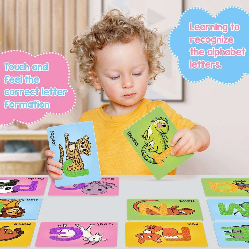 Broytain sandpaper letters card F with animal illustration supports safe, engaging alphabet play.