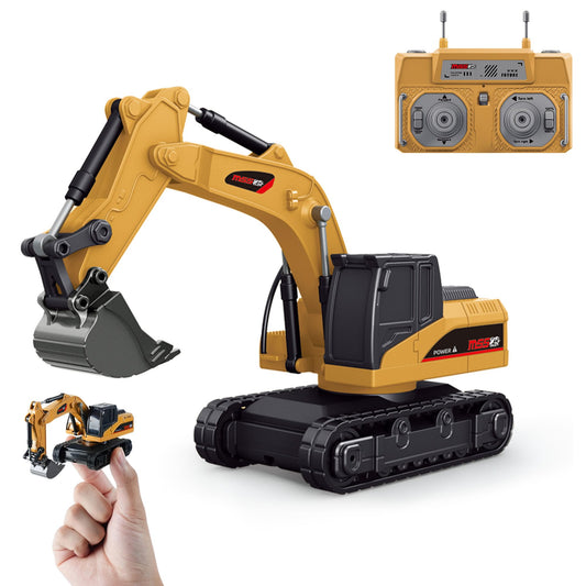 BRRRRT 1/64 scale RC excavator side view for desktop play and construction scenes.