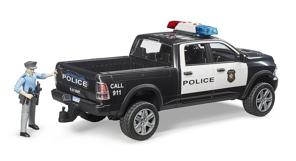Bruder 02505 Ram 2500 Police Pickup tailgate opens for versatile play