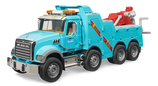 Bruder 02831 Mack Granite rescue wrecker front view for authentic indoor outdoor play