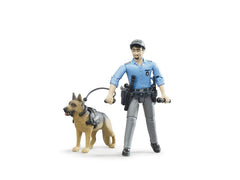 Bruder bworld Police dog with harness and leash enables safe, guided play.