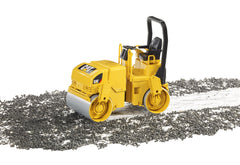 Bruder CAT asphalt drum compactor roller detail shows bolts for authentic realism