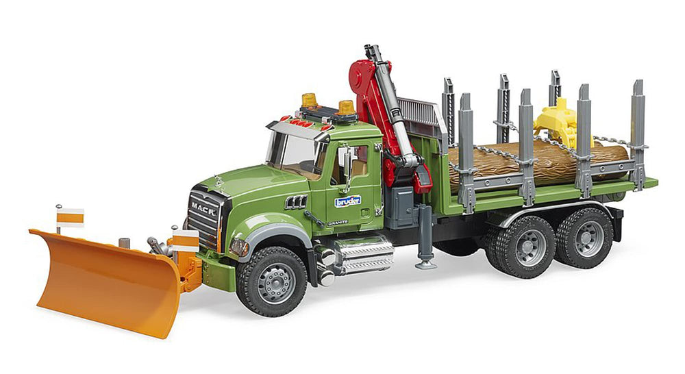 Bruder Mack Granite cab with open doors and clear windows for interactive play.