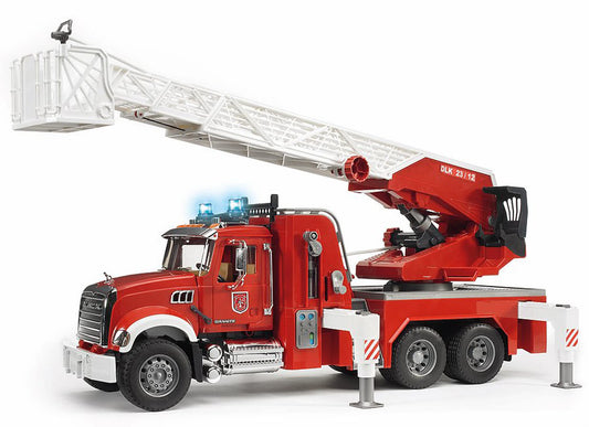 Bruder Mack Granite fire engine with doors open for realistic rescue play