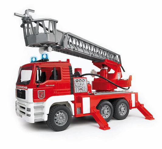 Bruder MAN Fire Engine front cab view with durable ABS construction for lasting play