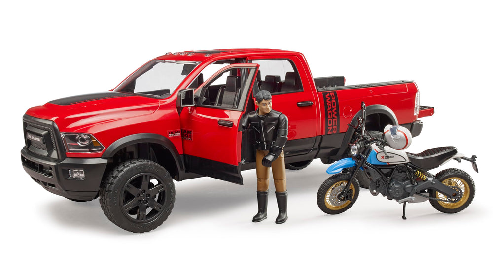 Bruder Ram 2502 suspension on both axles enhances off-road realism.