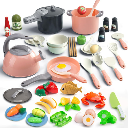 Bruvoalon 67-piece pink kitchen set for imaginative playtime.